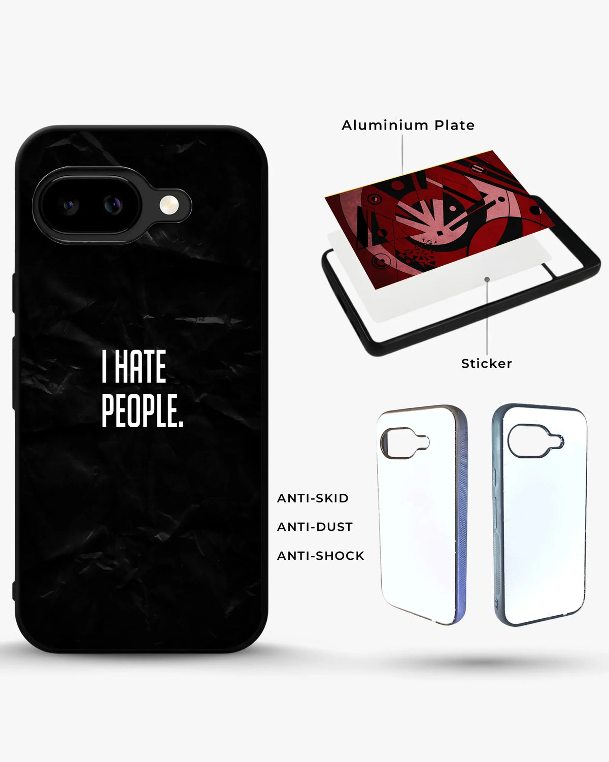 I Hate People Phone Case - Dark Humor Statement Print for iPhone, Samsung, Pixel, OnePlus & Vivo
