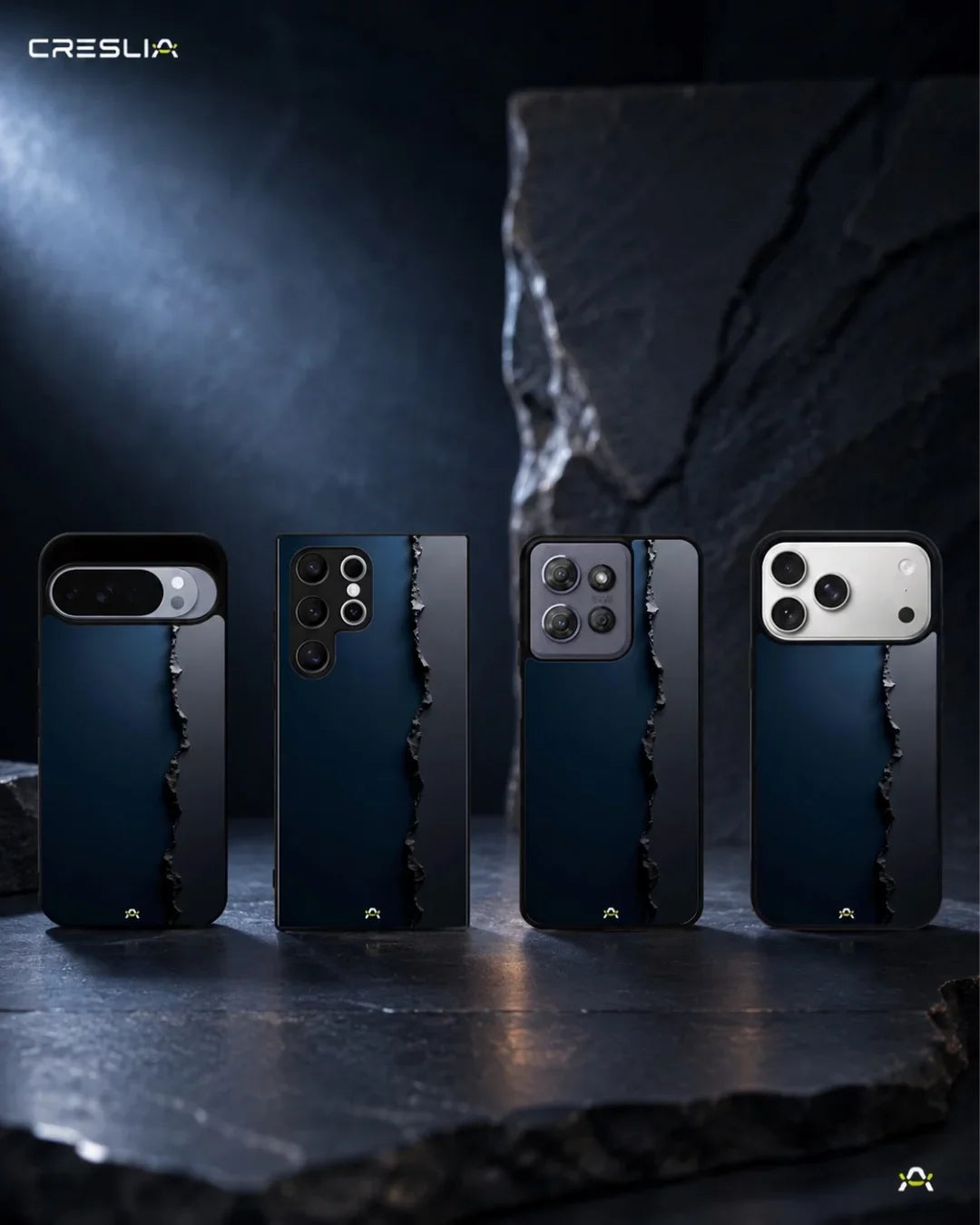 Jagged Line Phone Case - Navy & Charcoal Abstract Print for iPhone, Samsung, Pixel, OnePlus & Vivo