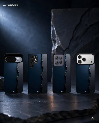 Jagged Line Phone Case - Navy & Charcoal Abstract Print for iPhone, Samsung, Pixel, OnePlus & Vivo