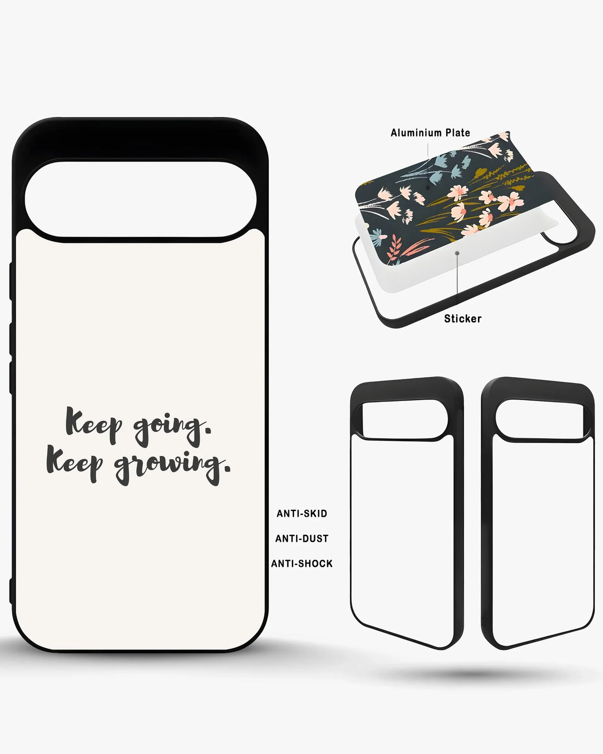Keep Going Keep Growing Phone Case - Minimal Script Print for iPhone, Samsung, Pixel, OnePlus & Vivo