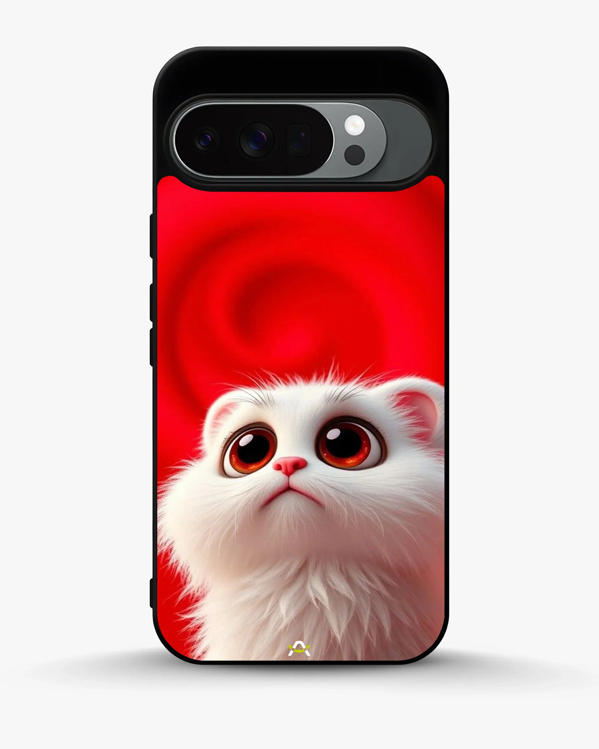 Cute White Kitten Phone Case - Fluffy Kitten Print on Red Backdrop for iPhone, Samsung, Pixel, OnePlus & Vivo