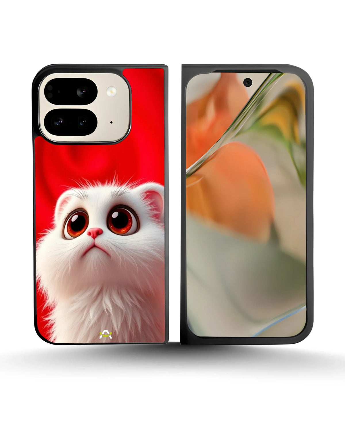 Cute White Kitten Phone Case - Fluffy Kitten Print on Red Backdrop for iPhone, Samsung, Pixel, OnePlus & Vivo
