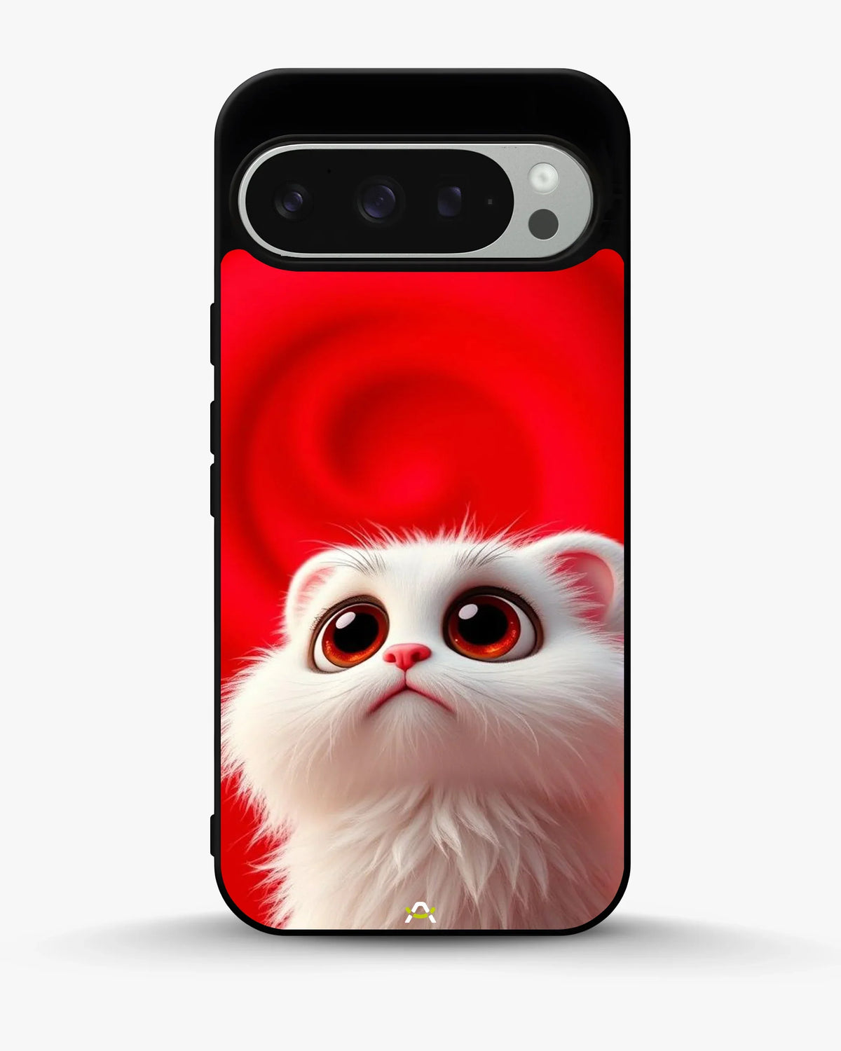 Cute White Kitten Phone Case - Fluffy Kitten Print on Red Backdrop for iPhone, Samsung, Pixel, OnePlus & Vivo