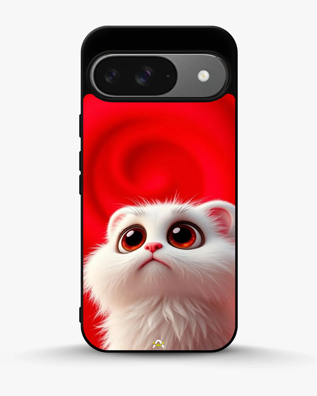 Cute White Kitten Phone Case - Fluffy Kitten Print on Red Backdrop for iPhone, Samsung, Pixel, OnePlus & Vivo