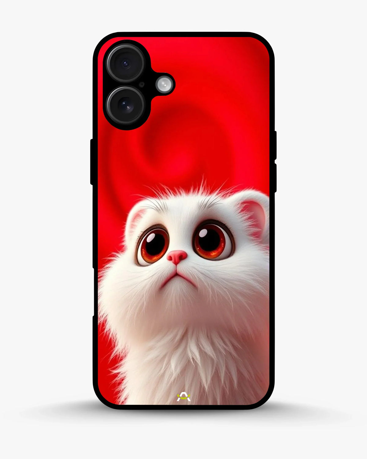 Cute White Kitten Phone Case - Fluffy Kitten Print on Red Backdrop for iPhone, Samsung, Pixel, OnePlus & Vivo
