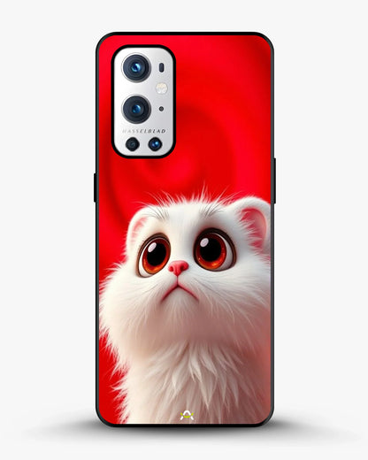 Cute White Kitten Phone Case - Fluffy Kitten Print on Red Backdrop for iPhone, Samsung, Pixel, OnePlus & Vivo