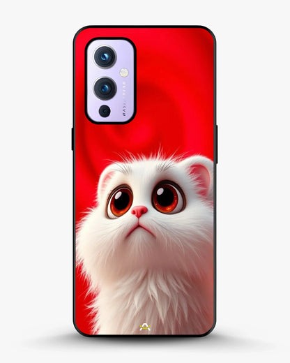 Cute White Kitten Phone Case - Fluffy Kitten Print on Red Backdrop for iPhone, Samsung, Pixel, OnePlus & Vivo