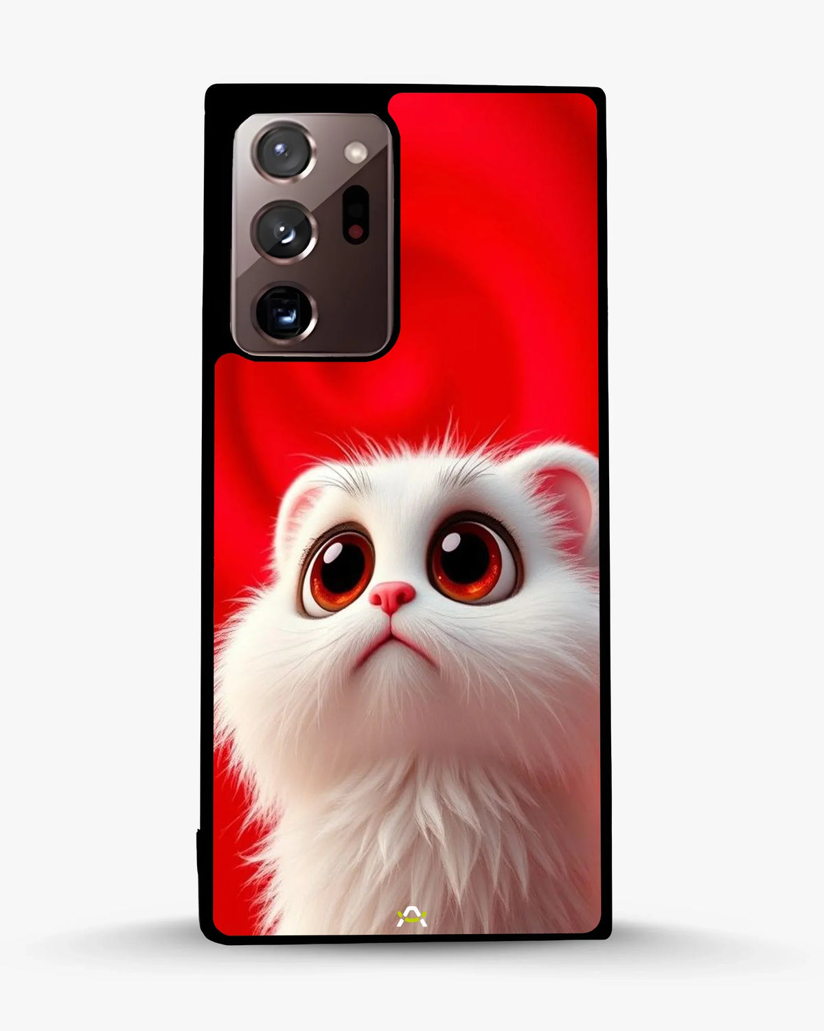 Cute White Kitten Phone Case - Fluffy Kitten Print on Red Backdrop for iPhone, Samsung, Pixel, OnePlus & Vivo