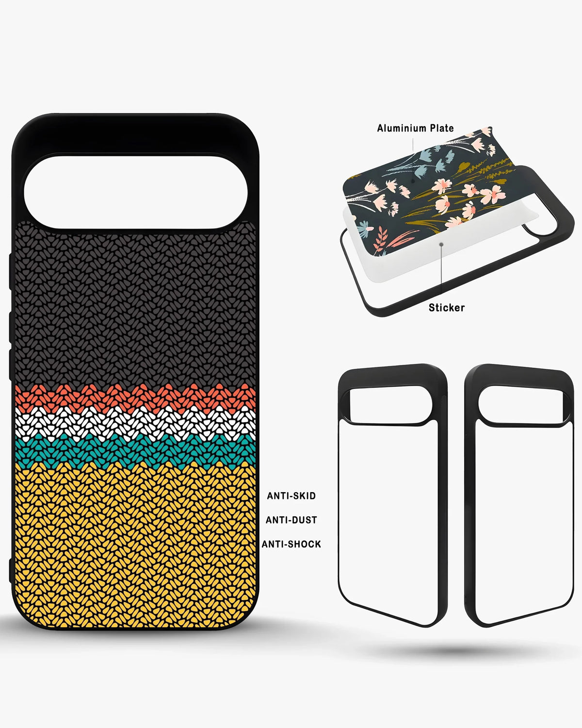 Striped Knit Pattern Phone Case - Multicolor Textile Print for iPhone, Samsung, Pixel, OnePlus & Vivo