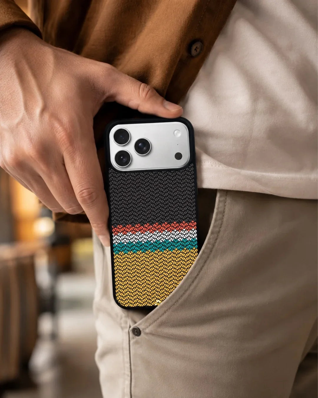 Striped Knit Pattern Phone Case - Multicolor Textile Print for iPhone, Samsung, Pixel, OnePlus & Vivo