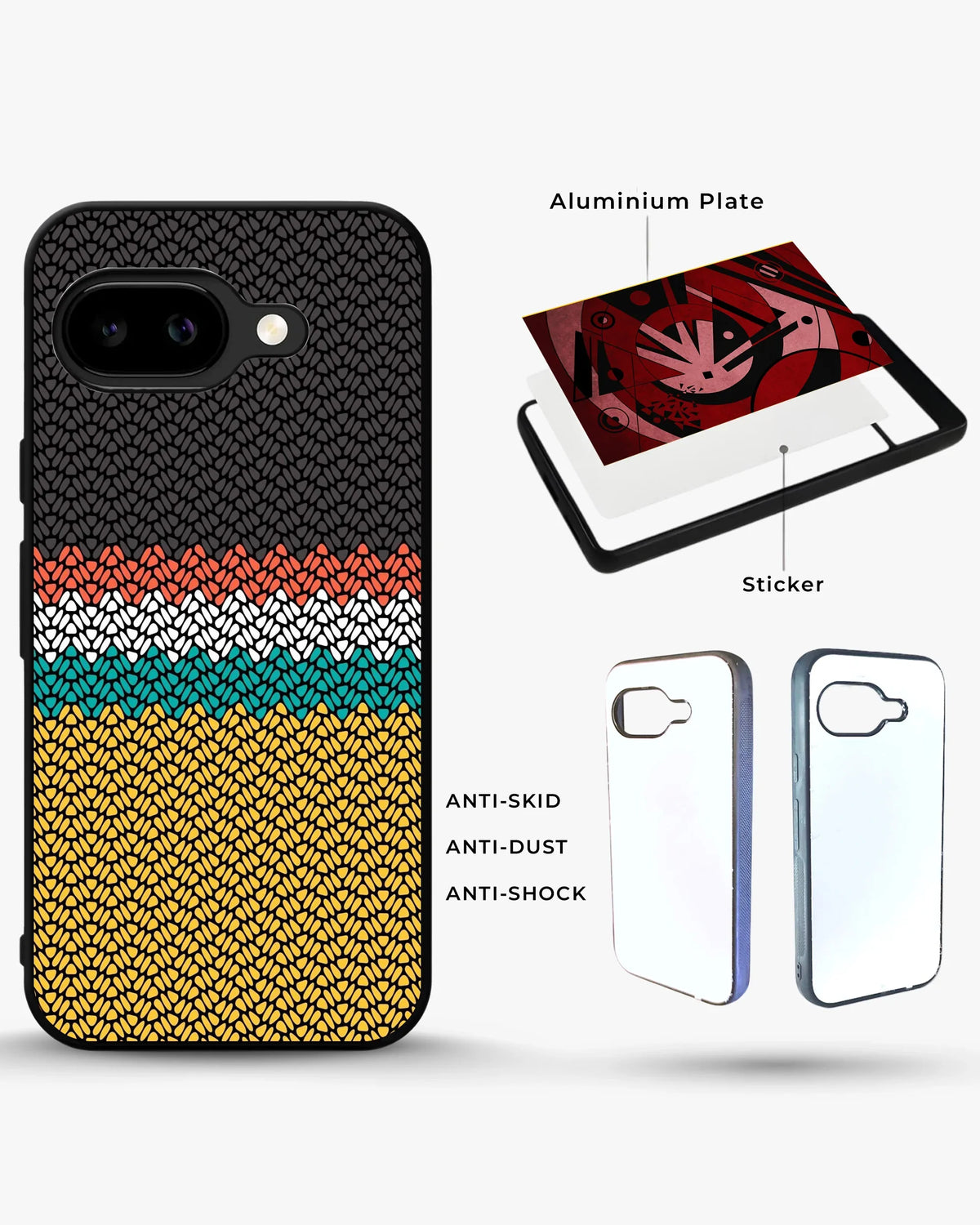 Striped Knit Pattern Phone Case - Multicolor Textile Print for iPhone, Samsung, Pixel, OnePlus & Vivo