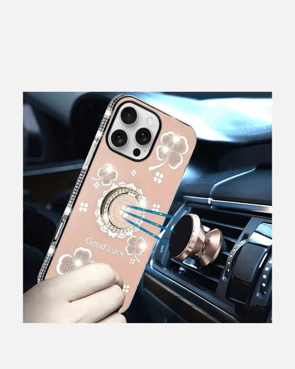 Luxury Diamond Glitter Case with Magnetic Ring – iPhone 16 Pro Max (Pink)