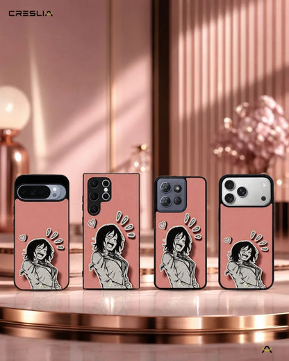 Manga Girl Rose Heart Phone Case - Aesthetic Art Print for iPhone, Samsung, Pixel, OnePlus & Vivo