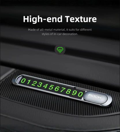 Magnetic Slide-to-Hide Temporary Parking Phone Number Plate (Metal)