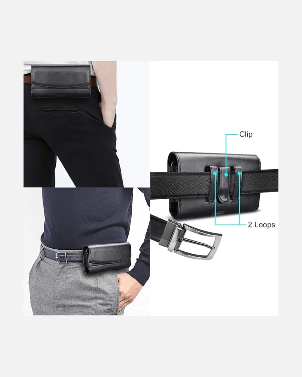 Multi-Slot Pouch Case – Universal (Large) – Black – PU Leather Phone & Accessory Holder