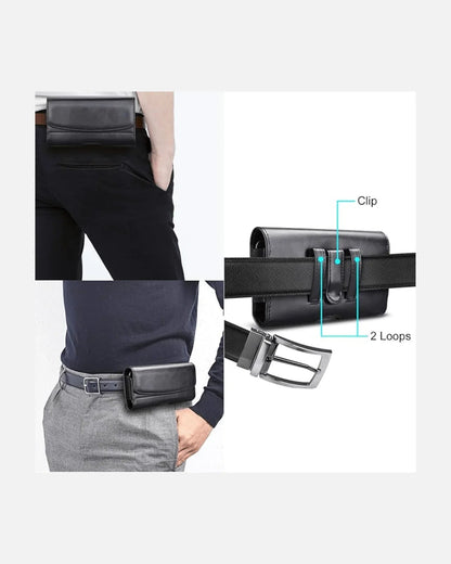 Multi-Slot Pouch Case – Universal (Large) – Black – PU Leather Phone & Accessory Holder