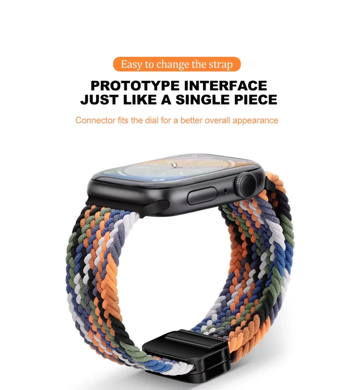 Magnetic Buckle Braided Loop Band for Apple Watch - Multicolor Nylon Strap