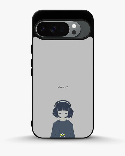 Navy Headphones Girl Phone Case - Calm Navy & Gray Art Print for iPhone, Samsung, Pixel, OnePlus & Vivo