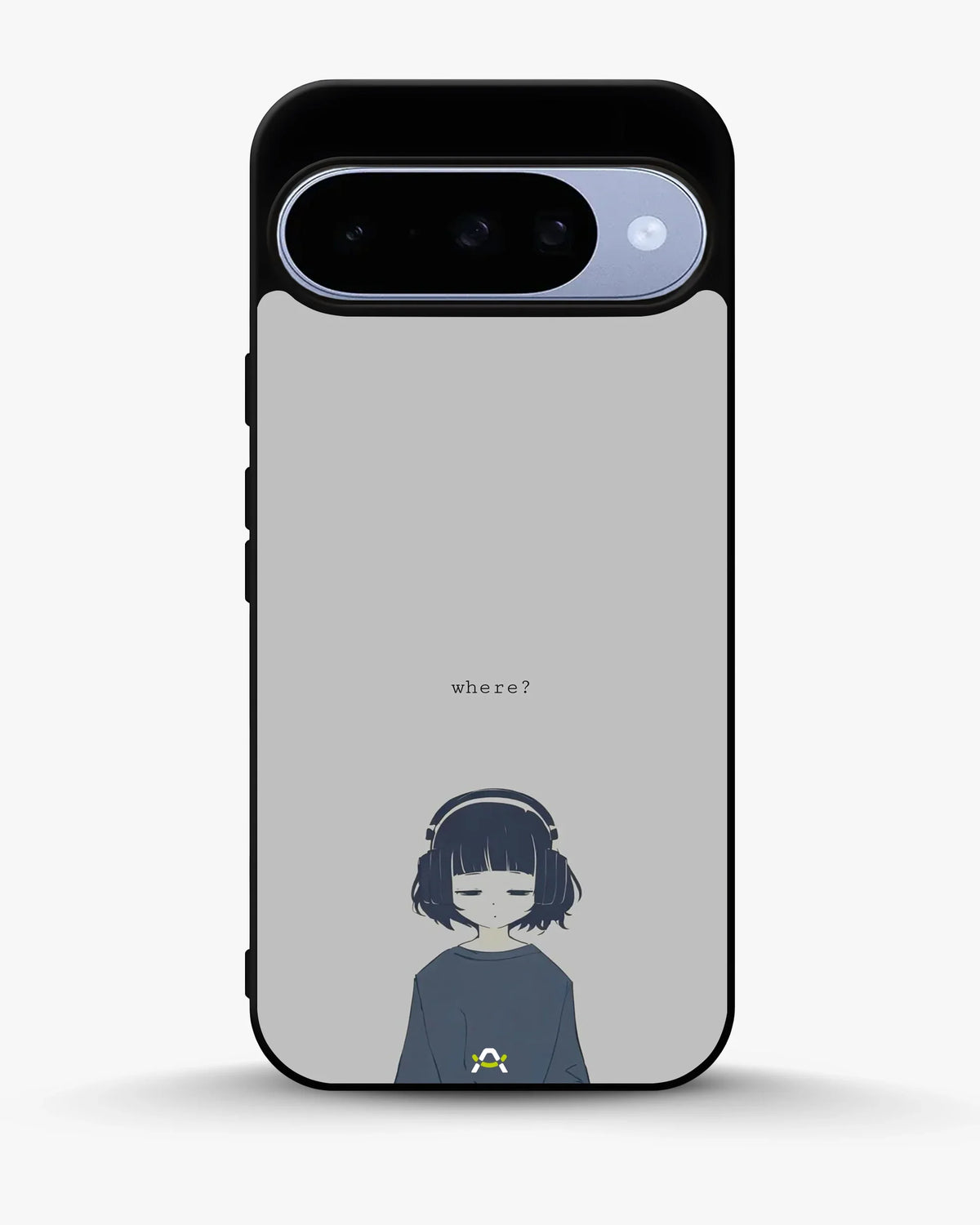 Navy Headphones Girl Phone Case - Calm Navy & Gray Art Print for iPhone, Samsung, Pixel, OnePlus & Vivo