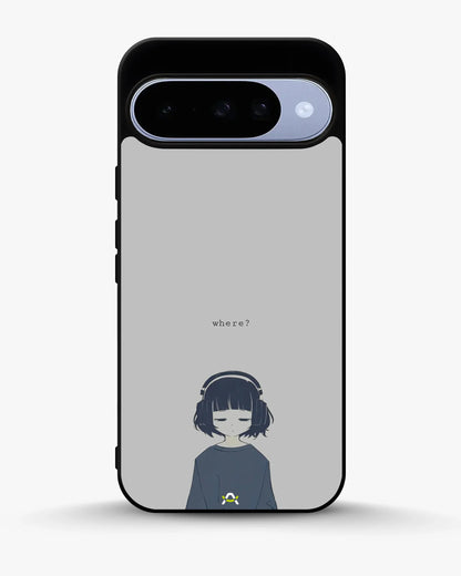 Navy Headphones Girl Phone Case - Calm Navy & Gray Art Print for iPhone, Samsung, Pixel, OnePlus & Vivo