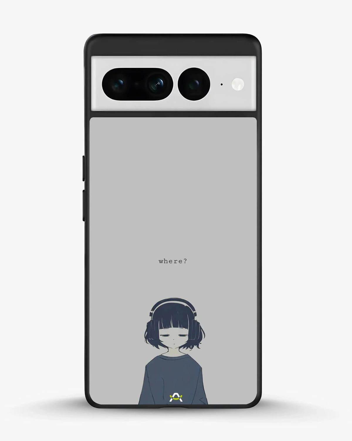 Navy Headphones Girl Phone Case - Calm Navy & Gray Art Print for iPhone, Samsung, Pixel, OnePlus & Vivo