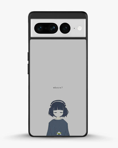 Navy Headphones Girl Phone Case - Calm Navy & Gray Art Print for iPhone, Samsung, Pixel, OnePlus & Vivo