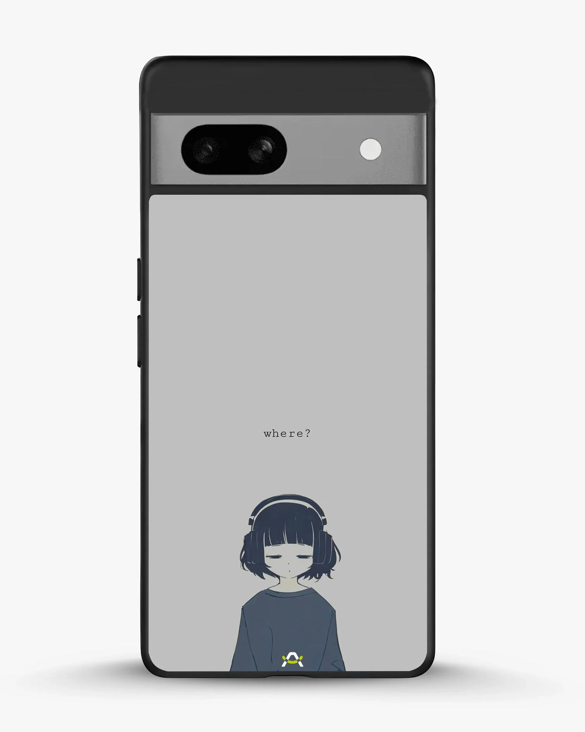 Navy Headphones Girl Phone Case - Calm Navy & Gray Art Print for iPhone, Samsung, Pixel, OnePlus & Vivo