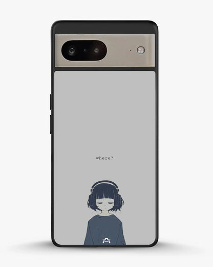 Navy Headphones Girl Phone Case - Calm Navy & Gray Art Print for iPhone, Samsung, Pixel, OnePlus & Vivo