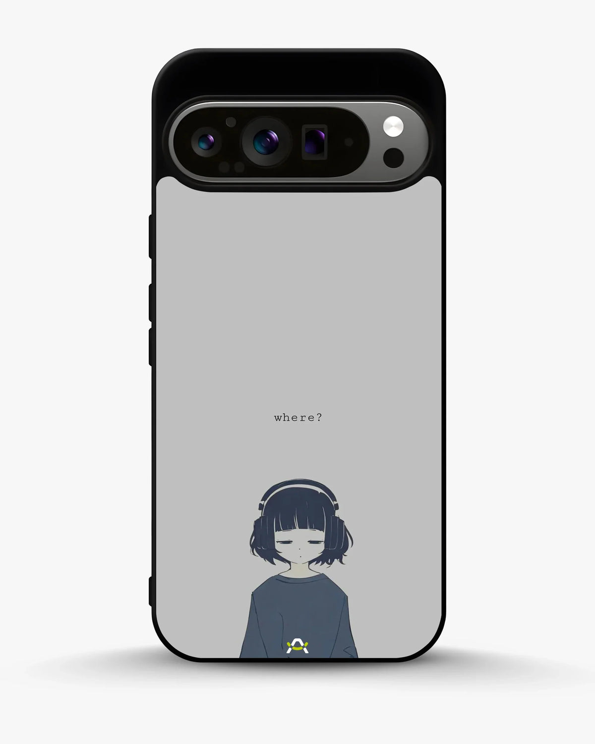 Navy Headphones Girl Phone Case - Calm Navy & Gray Art Print for iPhone, Samsung, Pixel, OnePlus & Vivo