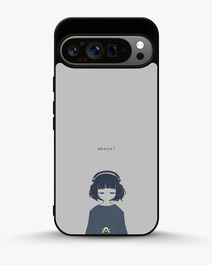 Navy Headphones Girl Phone Case - Calm Navy & Gray Art Print for iPhone, Samsung, Pixel, OnePlus & Vivo