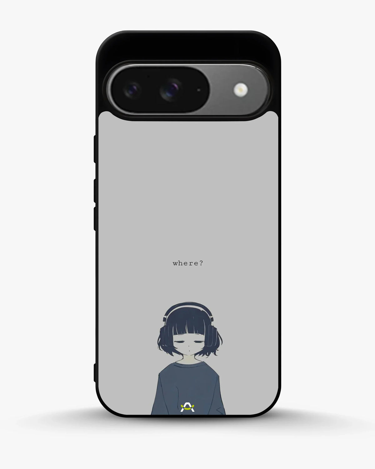 Navy Headphones Girl Phone Case - Calm Navy & Gray Art Print for iPhone, Samsung, Pixel, OnePlus & Vivo