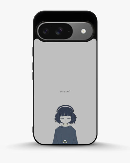 Navy Headphones Girl Phone Case - Calm Navy & Gray Art Print for iPhone, Samsung, Pixel, OnePlus & Vivo