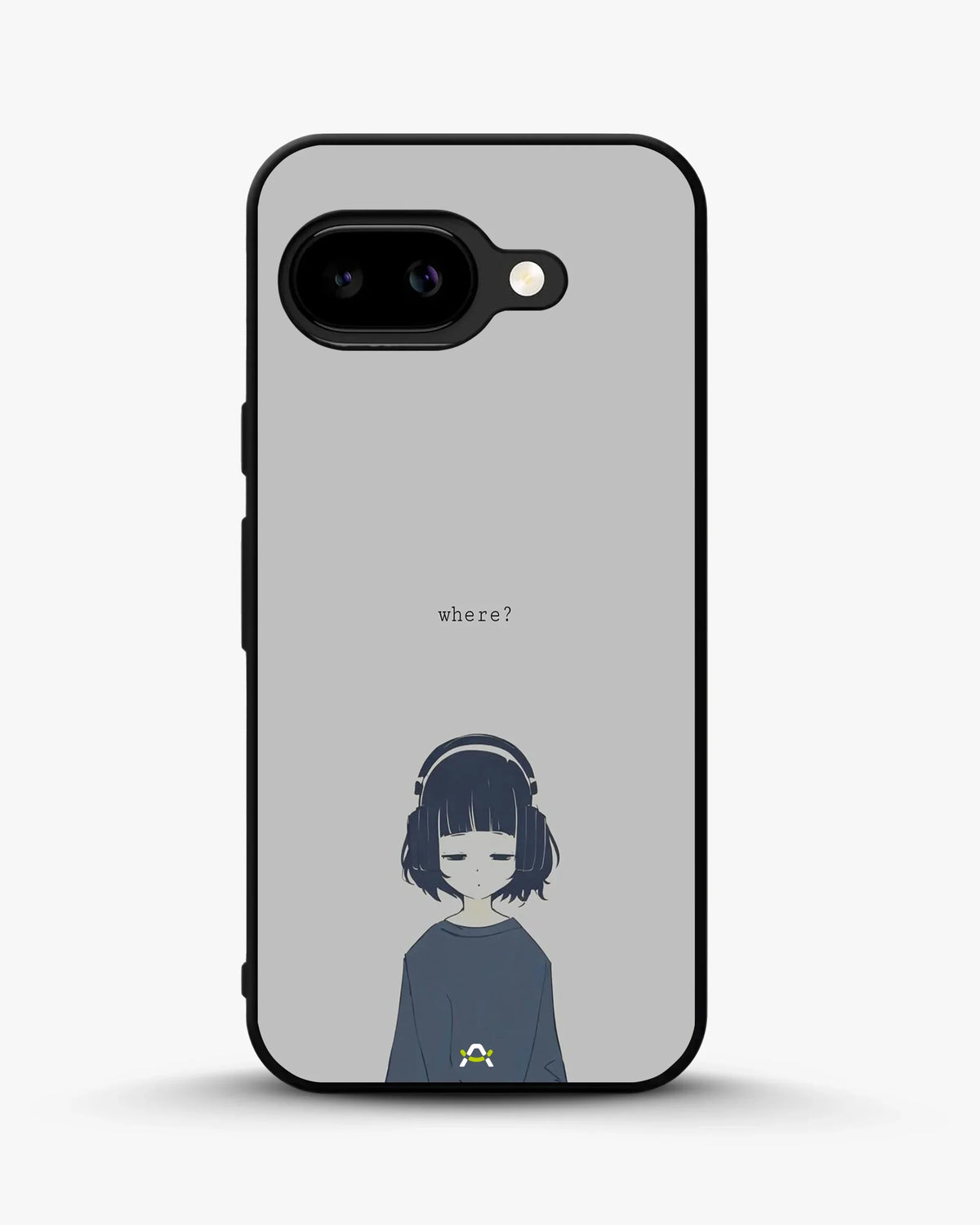 Navy Headphones Girl Phone Case - Calm Navy & Gray Art Print for iPhone, Samsung, Pixel, OnePlus & Vivo
