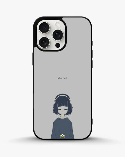 Navy Headphones Girl Phone Case - Calm Navy & Gray Art Print for iPhone, Samsung, Pixel, OnePlus & Vivo
