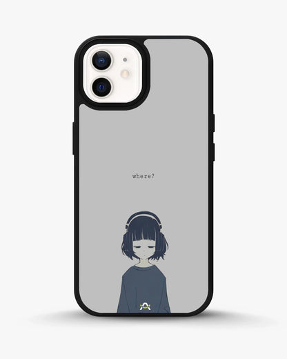 Navy Headphones Girl Phone Case - Calm Navy & Gray Art Print for iPhone, Samsung, Pixel, OnePlus & Vivo