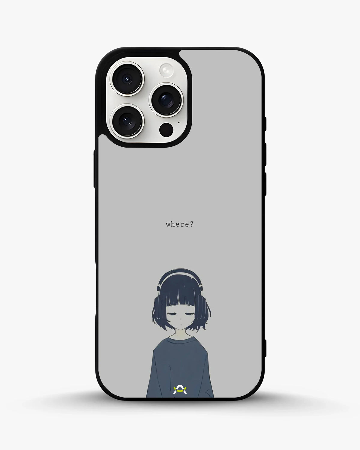 Navy Headphones Girl Phone Case - Calm Navy & Gray Art Print for iPhone, Samsung, Pixel, OnePlus & Vivo