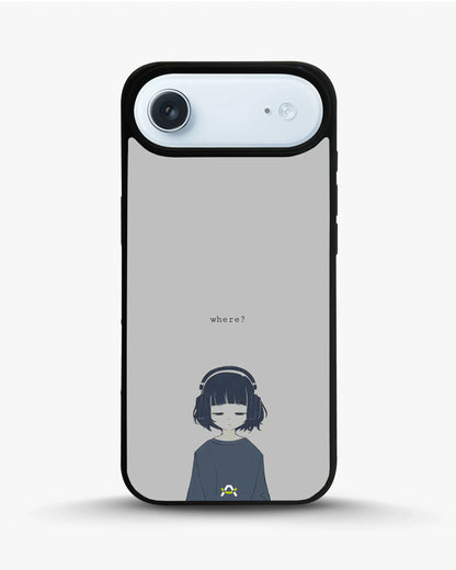 Navy Headphones Girl Phone Case - Calm Navy & Gray Art Print for iPhone, Samsung, Pixel, OnePlus & Vivo