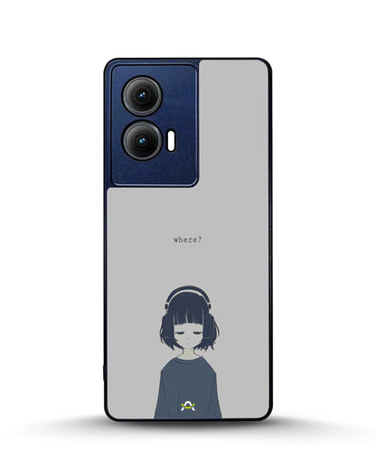 Navy Headphones Girl Phone Case - Calm Navy & Gray Art Print for iPhone, Samsung, Pixel, OnePlus & Vivo
