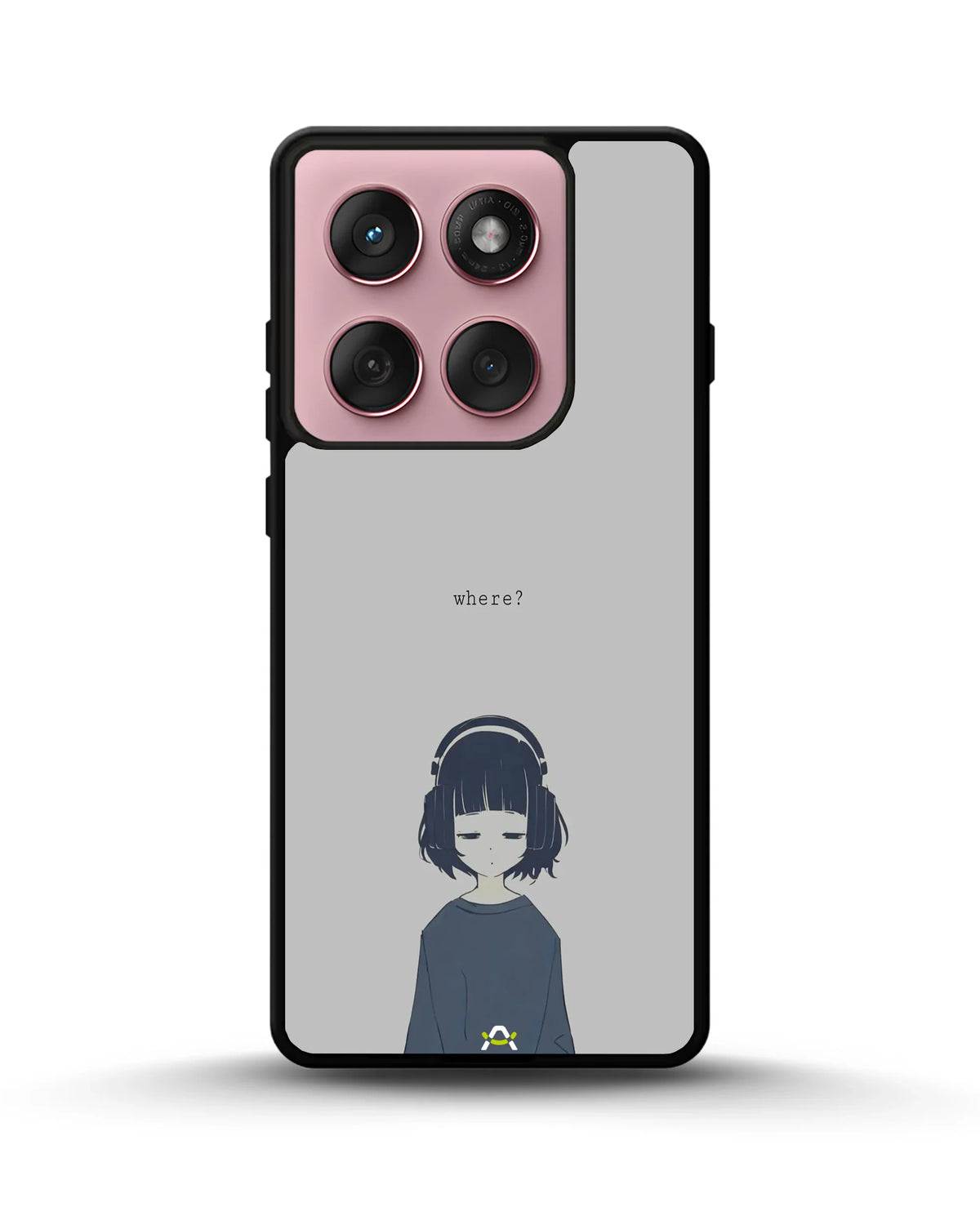 Navy Headphones Girl Phone Case - Calm Navy & Gray Art Print for iPhone, Samsung, Pixel, OnePlus & Vivo
