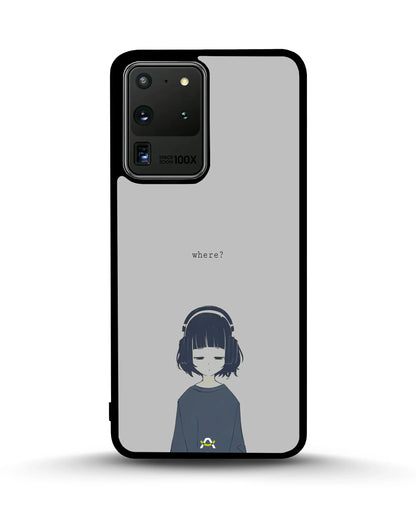 Navy Headphones Girl Phone Case - Calm Navy & Gray Art Print for iPhone, Samsung, Pixel, OnePlus & Vivo
