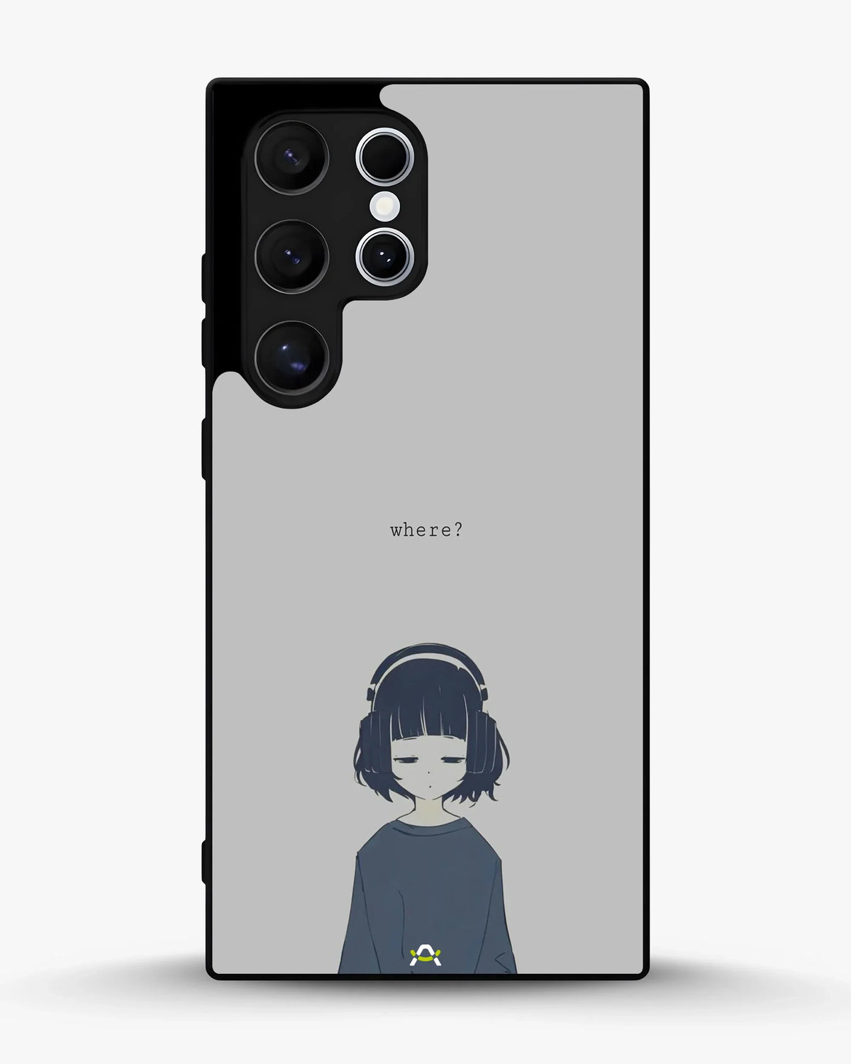 Navy Headphones Girl Phone Case - Calm Navy & Gray Art Print for iPhone, Samsung, Pixel, OnePlus & Vivo