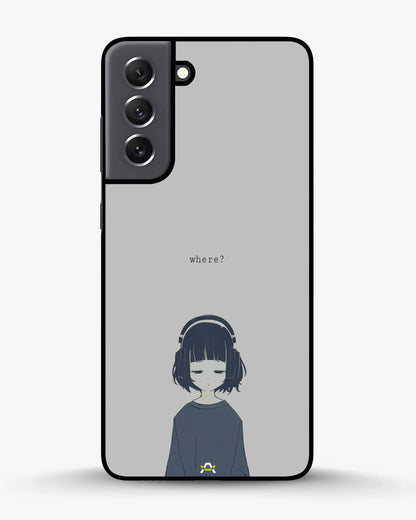 Navy Headphones Girl Phone Case - Calm Navy & Gray Art Print for iPhone, Samsung, Pixel, OnePlus & Vivo