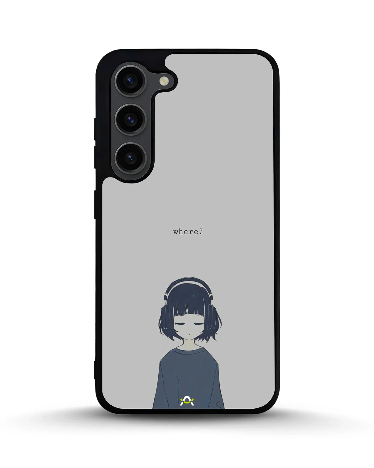 Navy Headphones Girl Phone Case - Calm Navy & Gray Art Print for iPhone, Samsung, Pixel, OnePlus & Vivo