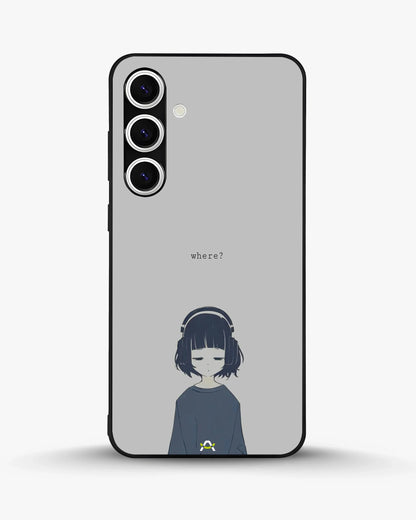 Navy Headphones Girl Phone Case - Calm Navy & Gray Art Print for iPhone, Samsung, Pixel, OnePlus & Vivo