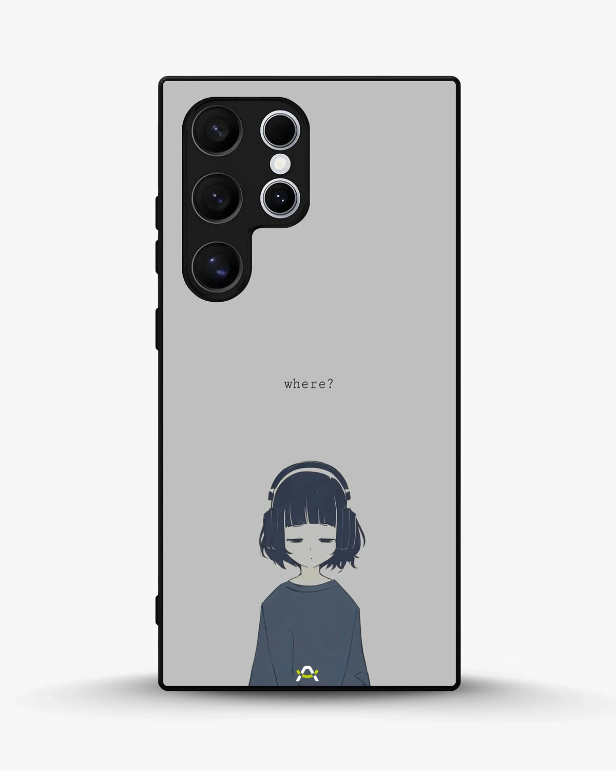 Navy Headphones Girl Phone Case - Calm Navy & Gray Art Print for iPhone, Samsung, Pixel, OnePlus & Vivo