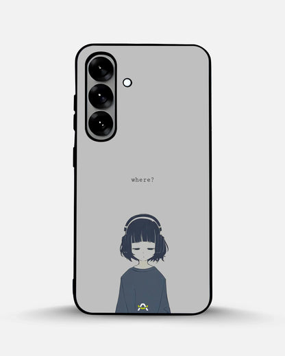 Navy Headphones Girl Phone Case - Calm Navy & Gray Art Print for iPhone, Samsung, Pixel, OnePlus & Vivo