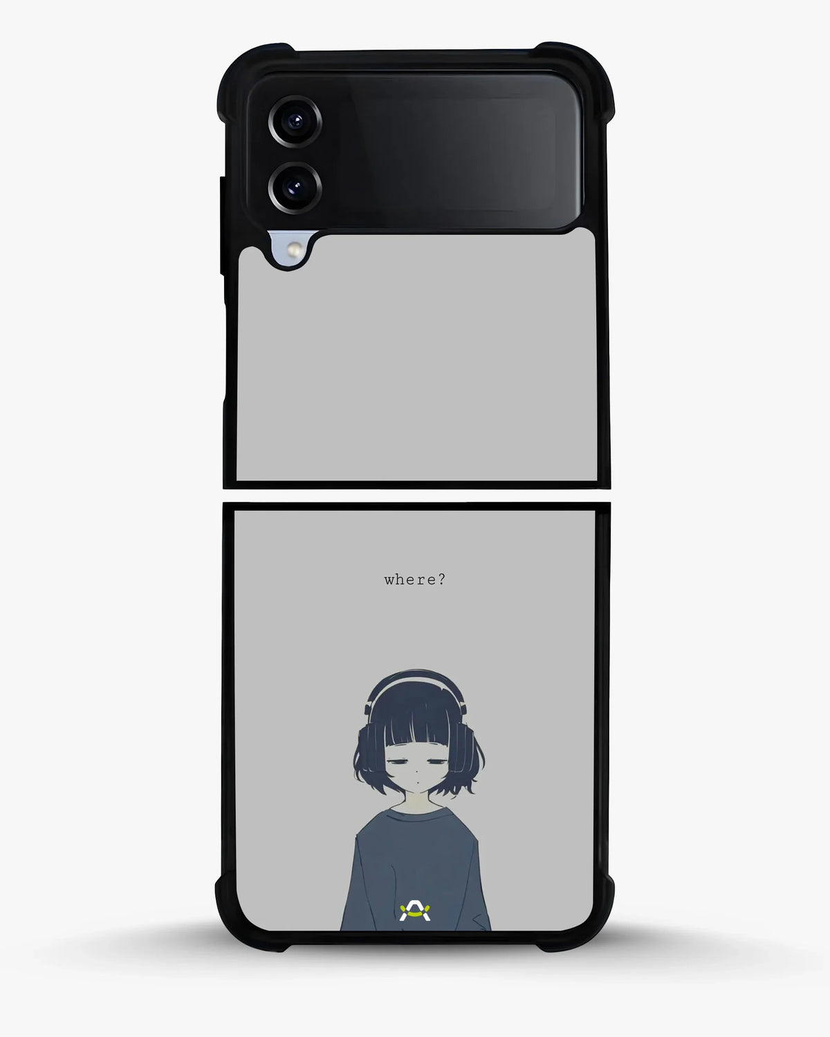 Navy Headphones Girl Phone Case - Calm Navy & Gray Art Print for iPhone, Samsung, Pixel, OnePlus & Vivo
