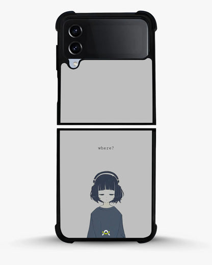 Navy Headphones Girl Phone Case - Calm Navy & Gray Art Print for iPhone, Samsung, Pixel, OnePlus & Vivo