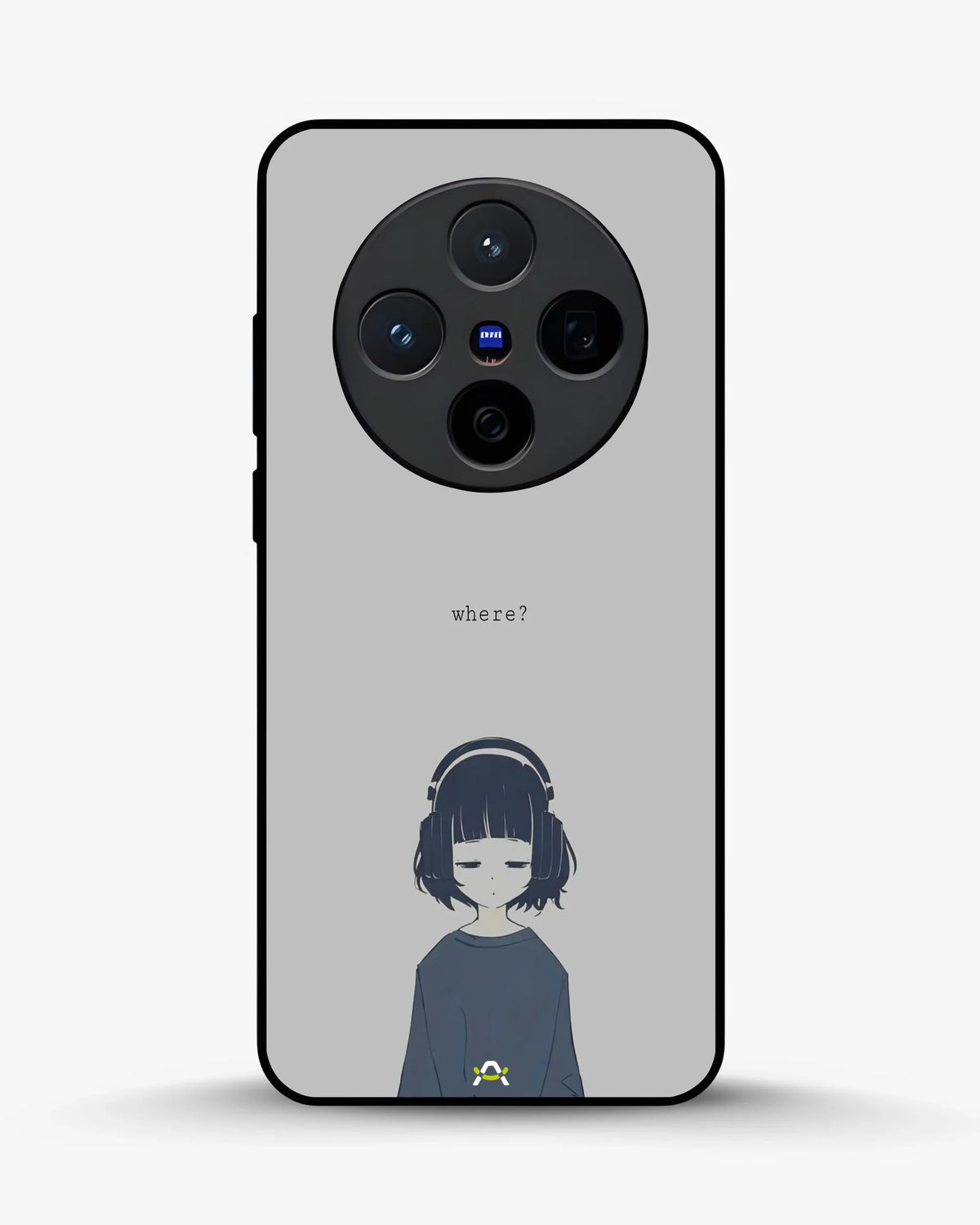 Navy Headphones Girl Phone Case - Calm Navy & Gray Art Print for iPhone, Samsung, Pixel, OnePlus & Vivo