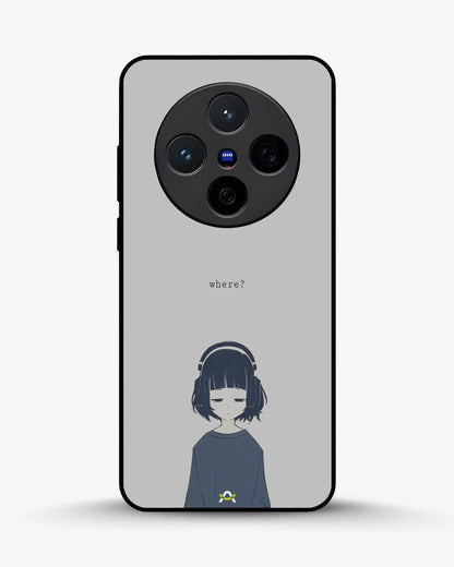 Navy Headphones Girl Phone Case - Calm Navy & Gray Art Print for iPhone, Samsung, Pixel, OnePlus & Vivo